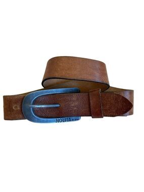 Vintage NOLITA de Nîmes belt maroon brown distressed leather solid metal buckle